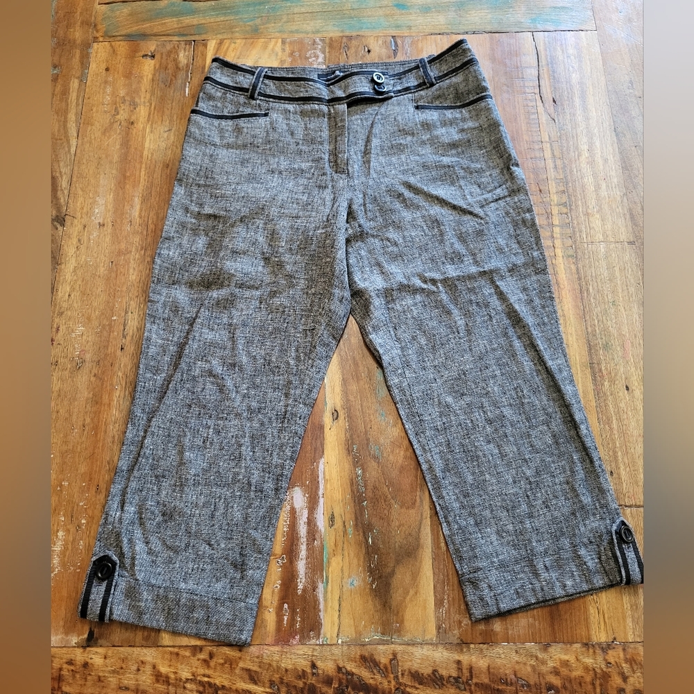 Willi Smith Ava Fit Womens Size 8 Linen Blend Gray Capri Pants y2k B7